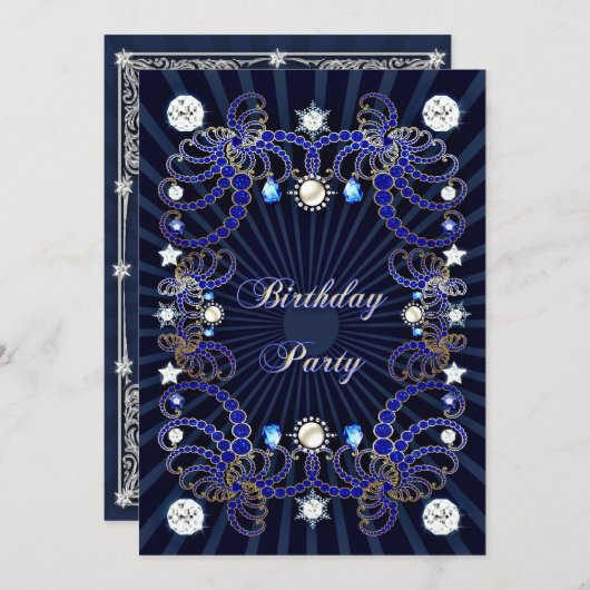 宝石塊の誕生日パーティー招待状 招待状 (正面/裏面)