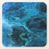 宝石海ブルーウォーター色抽象芸術パーティー スクエアペーパーコースター (正面)