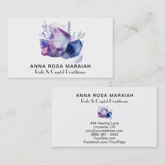 *宝石用原石の水彩画の宇宙霊気の水晶の宝石 名刺 (正面/裏面)