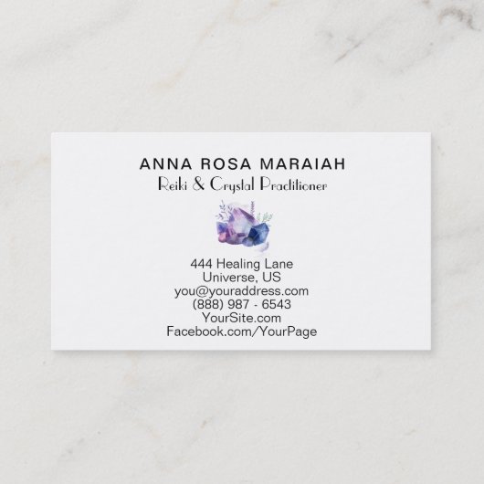 *宝石用原石の水彩画の宇宙霊気の水晶の宝石 名刺 (裏面)