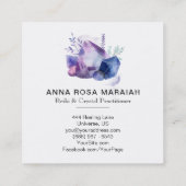 *宝石用原石の水彩画の宝石の宇宙霊気の水晶 スクエア名刺 (裏面)