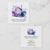 *宝石用原石の水彩画の宝石の宇宙霊気の水晶 スクエア名刺 (正面/裏面)