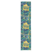 宝石用原石の水晶Voronoiの図表のはすの花 ショートテーブルランナー (正面)