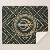 宝石用原石及び金ゴールドのKhandaの装飾的な記号 シェルパブランケット (正面(横))