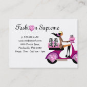 宝石箱の名刺のスクーターの女の子のシマウマ 名刺 (裏面)