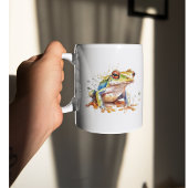 宝石色の水彩カエル コーヒーマグカップ