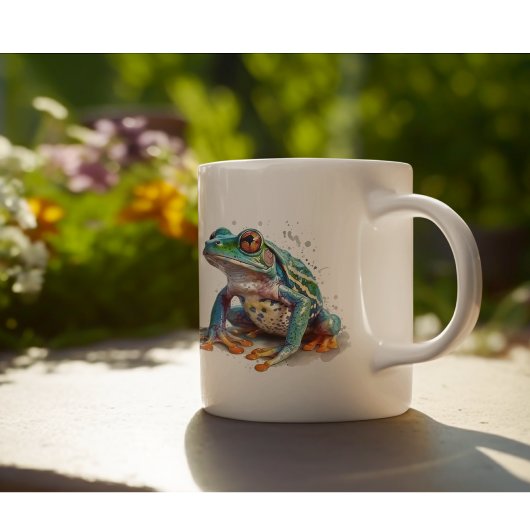 宝石色の水彩カエル コーヒーマグカップ