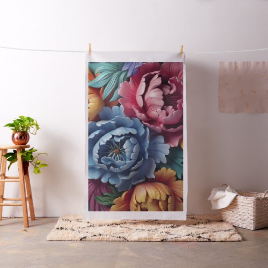 宝石色の華麗なる芍薬の花 ファブリック (インサイチュ)