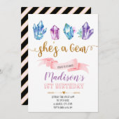 宝石誕生日の招待 招待状 (正面/裏面)