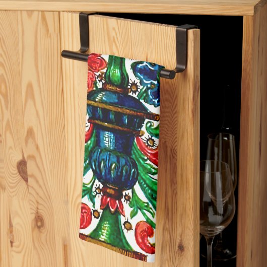 宝石調中世の写本の花巻物 キッチンタオル (三つ折り)