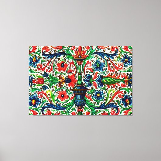 宝石調中世の写本の花巻物 キャンバスプリント (正面)