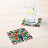 宝石調中世の写本の花巻物 スクエアペーパーコースター (インサイチュ)