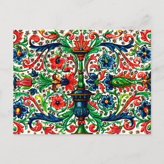 宝石調中世の写本の花巻物 ポストカード (正面)