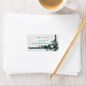 宝石飾りティール（緑がかった色）とシルバークリスマス住所 シール (インサイチュ)