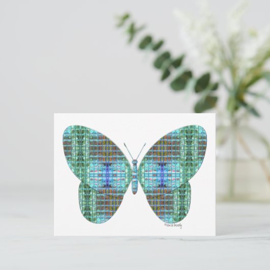 宝石飾りバタフライガラス効果 ポストカード (スタンド正面)