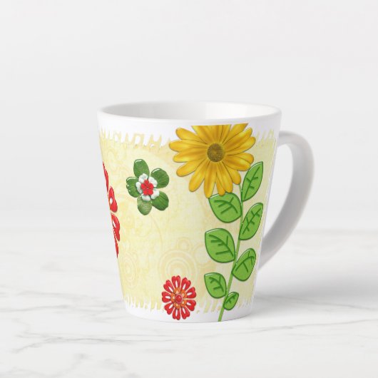 宝石飾り付きナチュアズパーソナライズされた カフェラテマグ (右アングル)