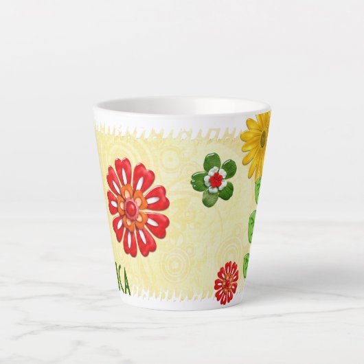 宝石飾り付きナチュアズパーソナライズされた カフェラテマグ (正面)