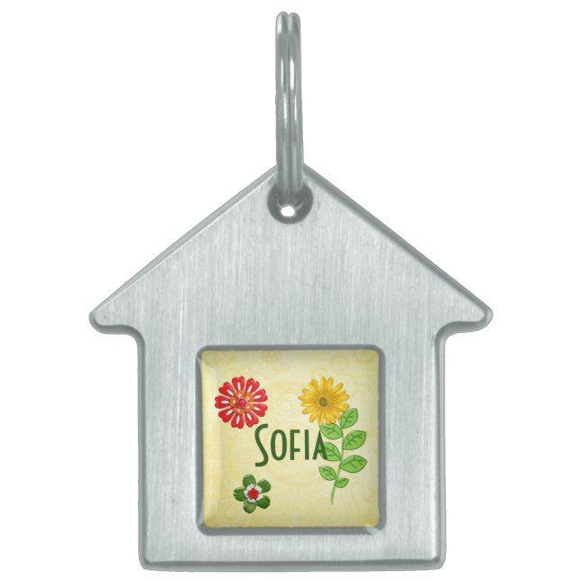 宝石飾り付きナチュアズパーソナライズされた ペットネームタグ (正面)