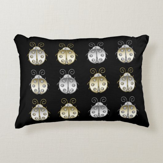 宝石飾ラディバグ金ゴールドシルバーダイヤモンド アクセントクッション (正面)