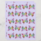 宝石飾レインボークリスタルバタフライスクラップブック紙 (正面/裏面)