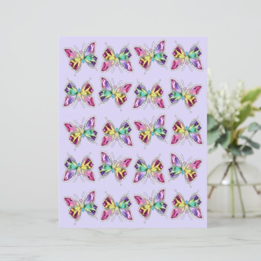 宝石飾レインボークリスタルバタフライスクラップブック紙 (スタンド正面)