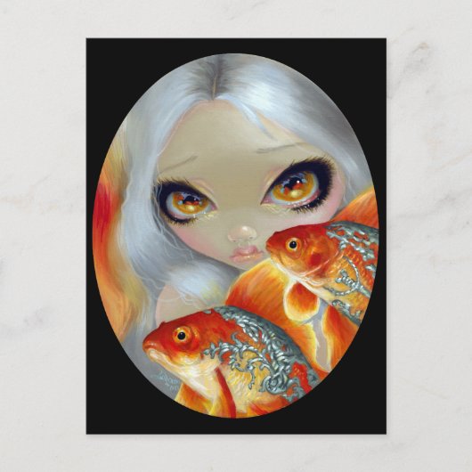 「宝石魚:銀と金ゴールド」はがき ポストカード (正面)