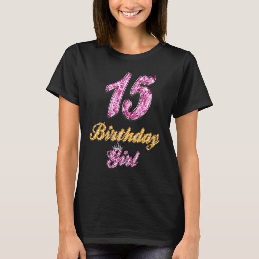 宝石15誕生日女の子プリンセス15ベインの年 Tシャツ (正面)