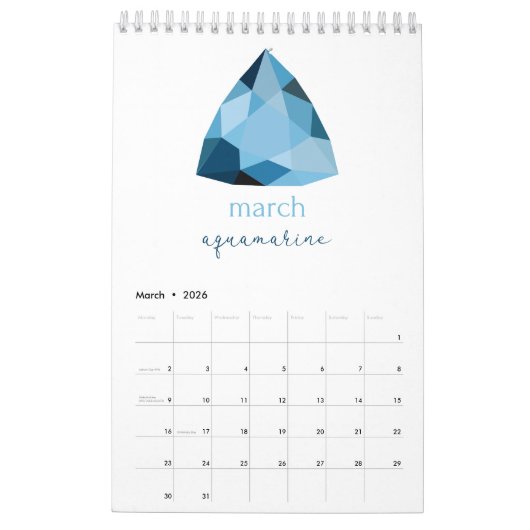 宝石 カレンダー (3月 2026)