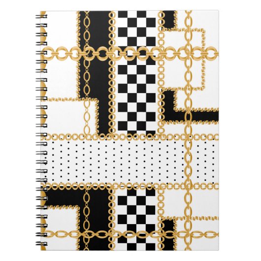 宝石、ゴールドの鎖、シームレスパターン。 ノートブック (正面)