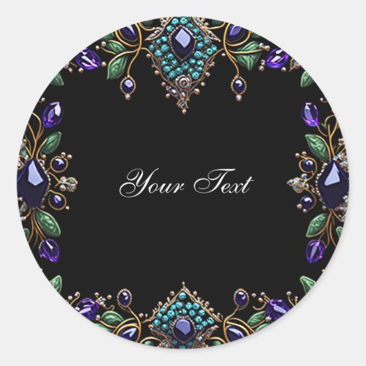 宝石 フラワーステッカー ラウンドシール (正面)