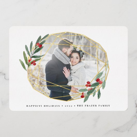 宝石 |写真の独身の幾何学的 箔シーズンカード (正面)