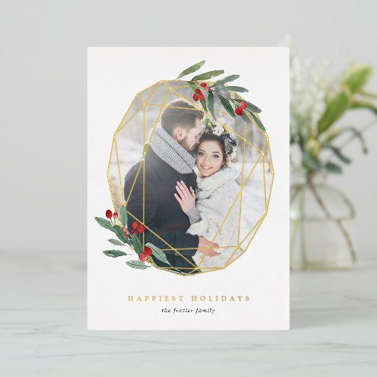 宝石 |幾何学植物写真 箔シーズンカード (立ち正面)