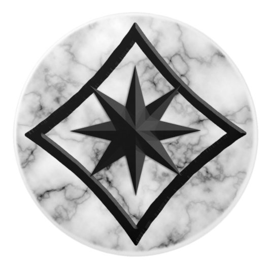 宝石、灰色/灰色の大理石及び黒いオニックスOrnamen セラミックノブ (正面)