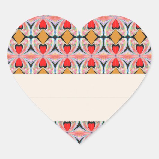 宝石nダイヤモンドパターン(編集可能文字) ハートシール (正面)