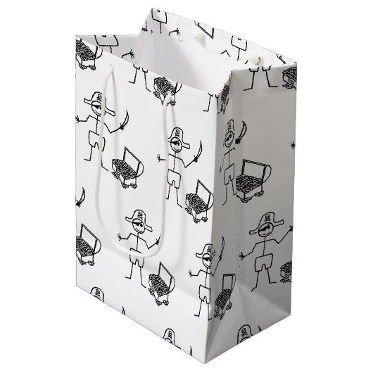 宝箱つき海賊ステッカー ミディアムペーパーバッグ (正面アングル)