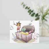 宝箱の上に立つ女海賊 ポストカード (スタンド正面)