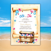 宝箱ビーチをテーマにした性別開示パーティー 招待状