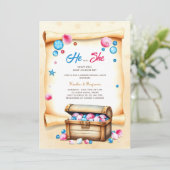 宝箱ビーチをテーマにした性別開示パーティー 招待状 (スタンド正面)