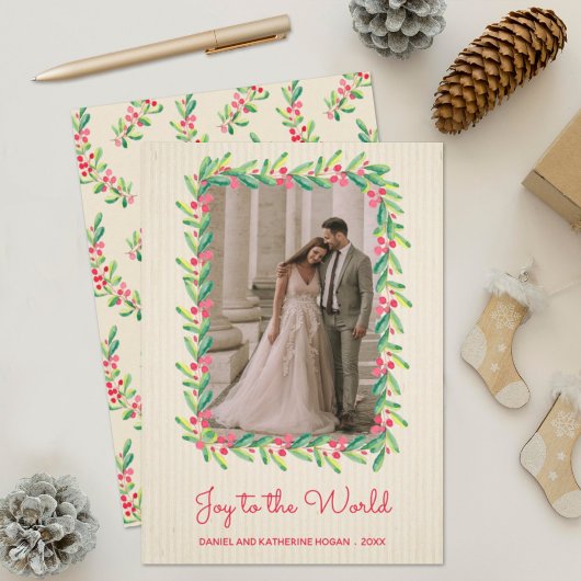 実と緑のクリスマス写真 シーズンカード