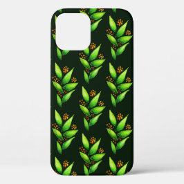 実の水彩模様の緑の植物 iPhone 12ケース