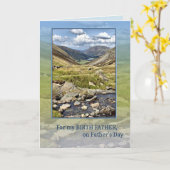 実の父に父の日のプレゼント、山の風景 カード (黄色い花)