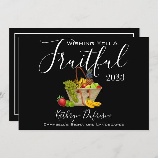 「実りある新年」ビジネス/会社 サンキューカード (正面/裏面)