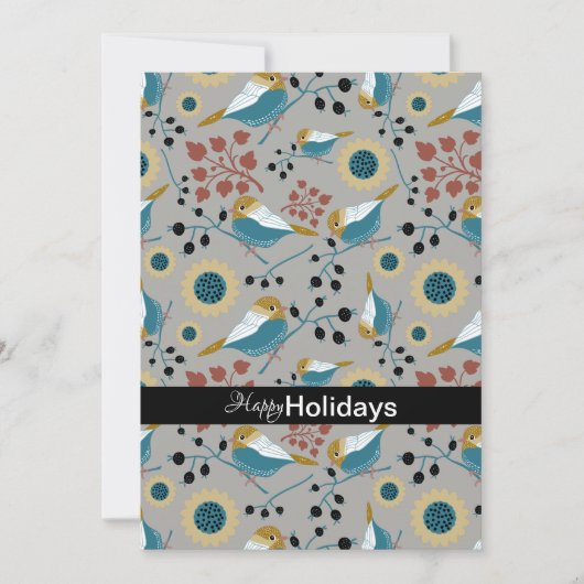 実りと愛らしいシクミドリの鳥たち シーズンカード (正面)