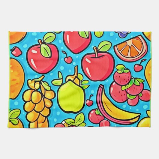 実り多いパターンデザイン キッチンタオル (横)