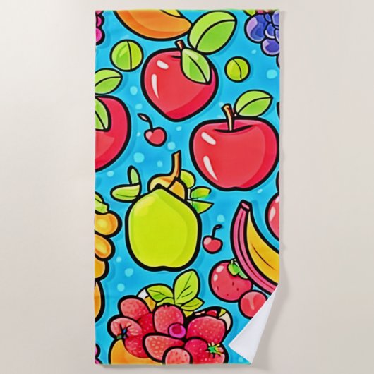 実り多いパターンデザイン ビーチタオル (正面)