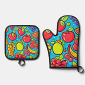 実り多いパターンデザイン 鍋つかみ&鍋敷きセット (正面)