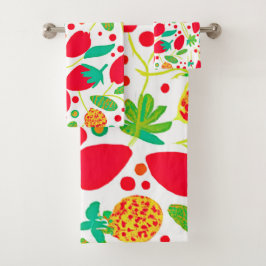 実り多いパレットの鮮やかなパターン バスタオルセット