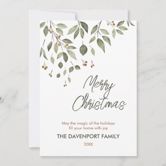 実り豊かな冬のグリーンと実の写真 シーズンカード (正面)