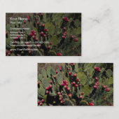 実を結んだウチワサボテンサボテン、Sonoranの砂漠 名刺 (正面/裏面)