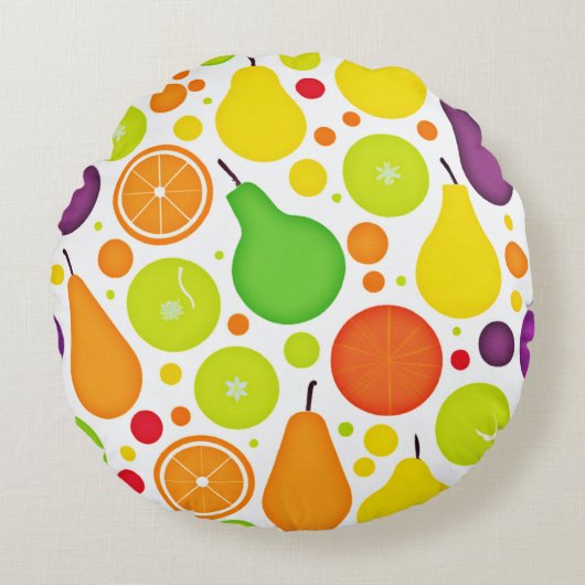実カラフルり多いバイブレンスパターンアート ラウンドクッション (正面)